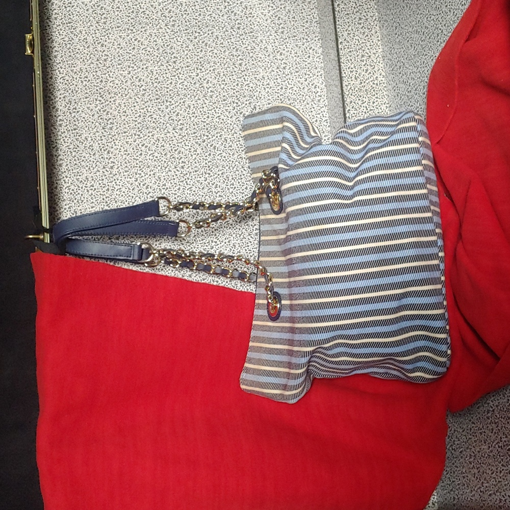 Blue & Tan Stripped Talbots Tote